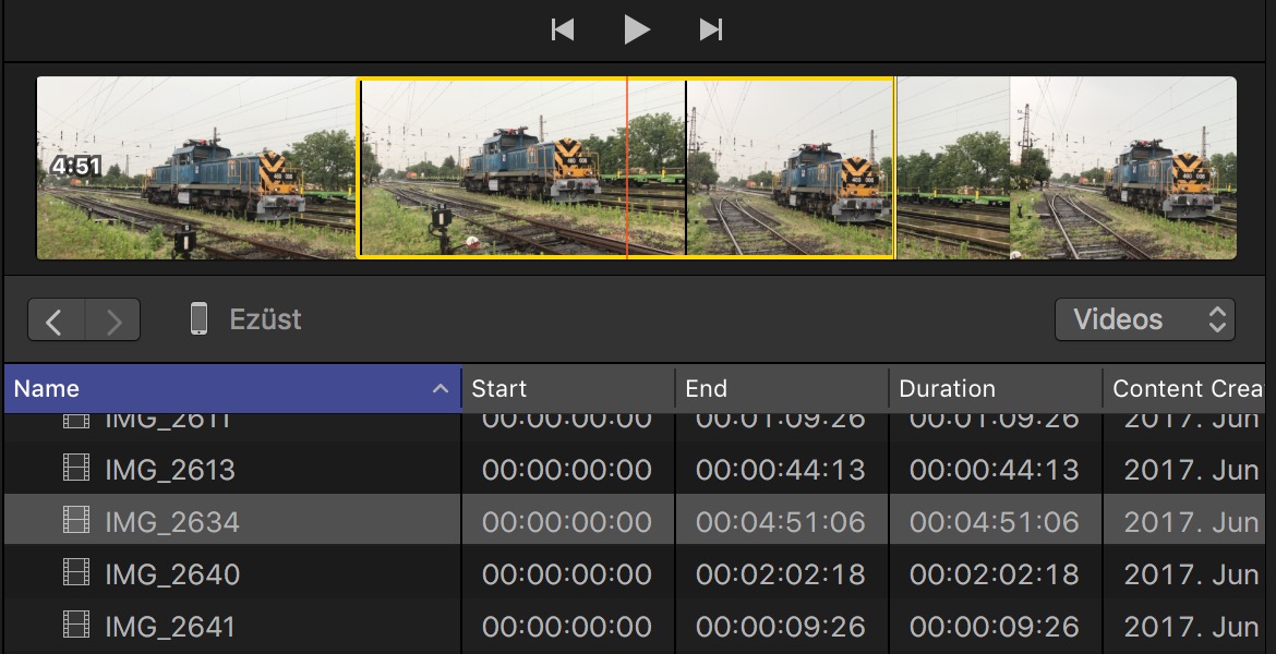 Final Cut Pro X - Importálás ablakában kijelölés